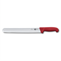 Victorinox Fibrox HACCP 12-Inch Granton Blade Slicer Knife with Red Fibrox Handle