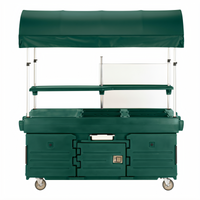 Cambro CamKiosk® Mobile Food Cart with Canopy, 4 Pan Wells, Kentucky Green