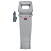 Rubbermaid Commercial Slim Jim 23 Gallon Recycling Station Starter Kit with Open Lid, Gray