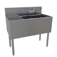 Glastender Two-Compartment Stainless Steel Underbar Sink Unit with Left Drainboard, 36 x 19 Inches