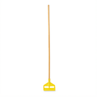 54-Inch Quick Release Wood Wet Mop Handle with Yellow Plastic Head