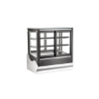 Omcan 36 Inch Countertop Self-Service Square Refrigerated Display Case, 6.5 Cu. Ft., Black