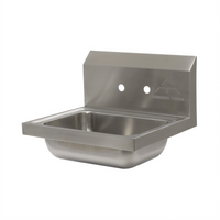 Advance Tabco Wall Mounted Hand Sink with 14 x 10 x 5-Inch Bowl, 304 Stainless Steel, Faucet Holes