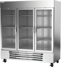 Beverage Air Horizon Series Dual Temperature 3-Section Glass Door Reach-In Refrigerator/Freezer, Bottom-Mount, Self-Contained
