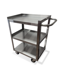 Steel Works Stainless 3-Shelf Stainless Steel Bus Cart