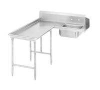 Advance Tabco 95 Inch Left-Hand L-Shaped Island Soil Dishtable with Pre-Rinse Sink, 16 Gauge 304 Stainless Steel
