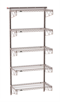Metro SmartWall Tall Wall-Mounted Starter Shelving Kit, 5 Wire Shelves, Metroseal Gray