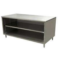 BK Resources Stainless Steel Chef Table Cabinet Base with Open Front, 72 x 24 Inches