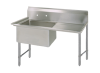 BK Resources One-Compartment Stainless Steel Sink with 24-Inch Right Drainboard, 24 x 24 x 14 Bowl