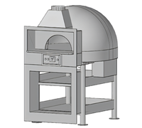 Marra Forni EF90W Enclosed Facade Round Wood-Fired Brick Pizza Oven with Stand