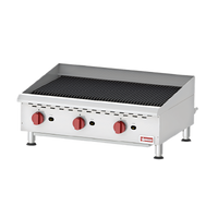 Omcan 36-Inch Countertop Stainless Steel Gas Charbroiler, 3-Burner, Natural Gas, 120,000 BTU