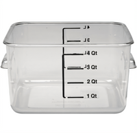 Rubbermaid Commercial Space Saving 4 Quart Square Clear Polycarbonate Food Storage Container