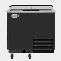 KoolMore 36-Inch Commercial Glass Froster with 9 Cu. Ft. Capacity, Black Steel, Top Sliding Door