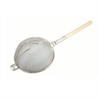Winco 14-1/4-Inch Round Reinforced Double-Mesh Strainer with Wood Handle