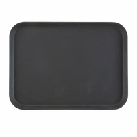 Cambro Camtread Rectangular Non-Skid Fiberglass Serving Tray, 15 x 20-1/4 Inches, Black Satin