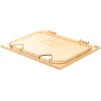 StorPlus EZ Access High Heat 1/2 Size Hinged Single-Notched Food Pan Lid, Amber