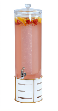 Empire Single Round White Acrylic Beverage Dispenser with Ice Chamber