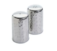 American Metalcraft Hammered Stainless Steel Salt & Pepper Shaker Set, 2 oz., Round