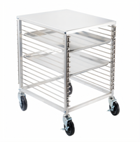 Aluminum Counter-Height End-Load Pan Rack with 15 Slides and Solid Flat Top, 18 x 26 Inch Pan Capacity