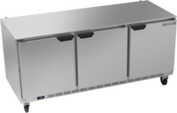 Beverage-Air 3-Section Undercounter Refrigerator, 72 Inch Wide, 17.88 Cu. Ft., 3-Door, Rear-Mounted Self-Contained