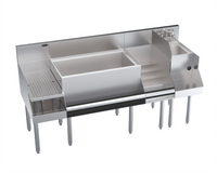 Krowne Royal Series 66-Inch Underbar Ice Bin/Cocktail Station with Blender Dump Sink, Liquor Display, Drainboard, and 10-Circuit Cold Plate
