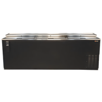 Pro-Line 80-Inch Black Flat Top Deep Well Horizontal Bottle Cooler with 3 Sliding Doors