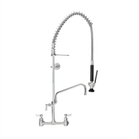 Fisher Spring-Style Backsplash-Mount Pre-Rinse Unit with Add-On Faucet and 6-Inch Swing Spout