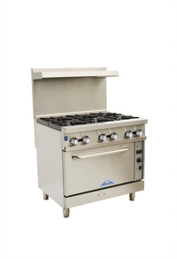 Comstock-Castle CCR6-C 36-Inch Restaurant Gas Range with 6 Open Burners and Convection Oven
