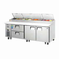 Everest Refrigeration 93-1/8-Inch Three-Section Pizza Prep Table with 2 Drawers, 2 Doors, and Side-Mounted Self-Contained Refrigeration