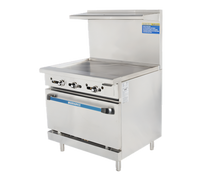36-Inch Heavy Duty Natural Gas Restaurant Range with Thermostat-Controlled Griddle and Standard Oven