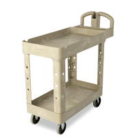 Rubbermaid Commercial Products Beige 2-Shelf Polyethylene Bus Cart, 500 lb. Capacity