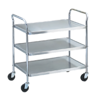 Vollrath 97106 Money Saver K.D. 3-Shelf Chrome Utility Cart — 500 lb Capacity, 33 x 21 in Shelves