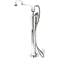 T&S Brass Chrome-Plated Brass Combination Kettle Filler and Spray Stanchion, Floor-Mounted