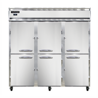 Continental Refrigerator 3FNHD Three-Section Standard Depth Reach-In Freezer with Half-Height Solid Doors