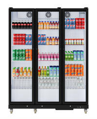 KoolMore 3-Section Full Glass Door Merchandiser Refrigerator, 46.1 Cu. Ft., Black