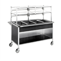 Ice Cooled Mobile Cold Food Serving Counter with Stainless Steel Top, 2-Pan Capacity