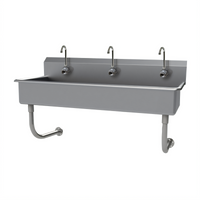 Advance Tabco Multiwash Wall-Mounted Hand Wash Sink with 3 Electronic Faucets, 60-Inch 304 Stainless Steel