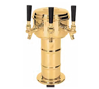 Micro Matic Mini-Mushroom 3-Faucet Glycol-Cooled Countertop Draft Beer Tower, Polished Brass Finish