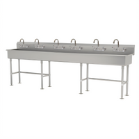 Advance Tabco 6-Station Freestanding Multiwash Hand Wash Sink with 6 Gooseneck Faucets and Rear Basket Drains, 120-Inch