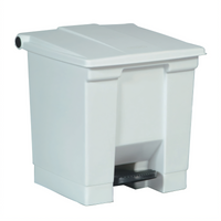 Rubbermaid Commercial Step-On 8-Gallon Rectangular Hands-Free Bathroom Trash Can, White