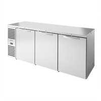 True Premier Bar Stainless Steel Pass-Thru Three-Section Back Bar Cooler with 6 Solid Locking Doors, 84-Inch, Side-Mounted Self-Contained Refrigeration