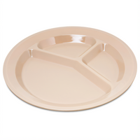 Carlisle 11 Inch Tan Polycarbonate 3-Compartment Plate, Narrow Rim