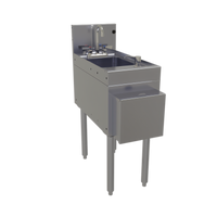 Glastender Free-Standing Underbar Stainless Steel Hand Sink Unit with Faucet, Soap Dispenser and Towel Dispenser