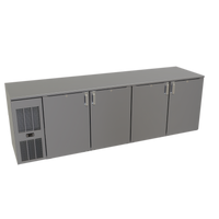 Glastender C1FL92 Low Profile Front-Serviced Four-Section Back Bar Cooler, 92 Inch, Self-Contained Refrigeration