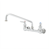 T&S Brass Double Pantry Wall-Mount Mixing Faucet with 18-Inch Swivel Nozzle, 8-Inch Centers