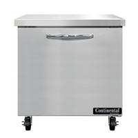 Continental Refrigerator 32-Inch One-Section Work Top Freezer with Stainless Steel Flat Top and R290 Refrigeration
