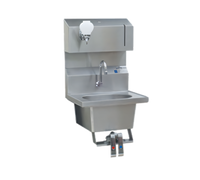 Eagle Group HSA-10-FDPK Wall-Mounted Knee Pedal Hand Sink with Gooseneck Spout, Soap & Towel Dispensers, 304 Stainless Steel