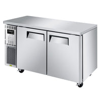 Turbo Air J Series Narrow Two-Section Side-Mount Undercounter Refrigerator, 59-Inch W, Solid Doors