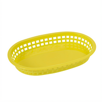 Winco Yellow Poly-Plastic Flat Bottom Oval Platter Basket, 10-3/4 x 7-1/4 x 1-1/2 Inch