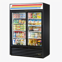 True 54 1/8 Inch 2-Section 8-Shelf Sliding Door Glass Door Merchandiser Refrigerator